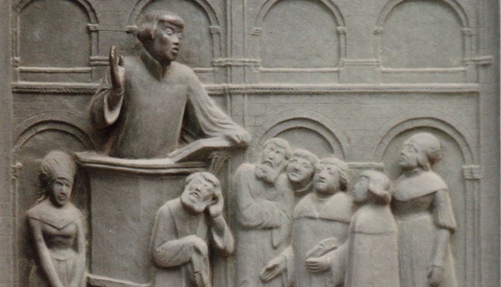 Représentation d'Ulrich Zwingli en chaire à la Grossmünster de Zurich par Otto Munch © CC Rebecca Kennison / Wikimedia Commons (extrait) Représentation d'Ulrich Zwingli en chaire à la Grossmünster de Zurich par Otto Munch © CC Rebecca Kennison / Wikimedia Commons (extrait)