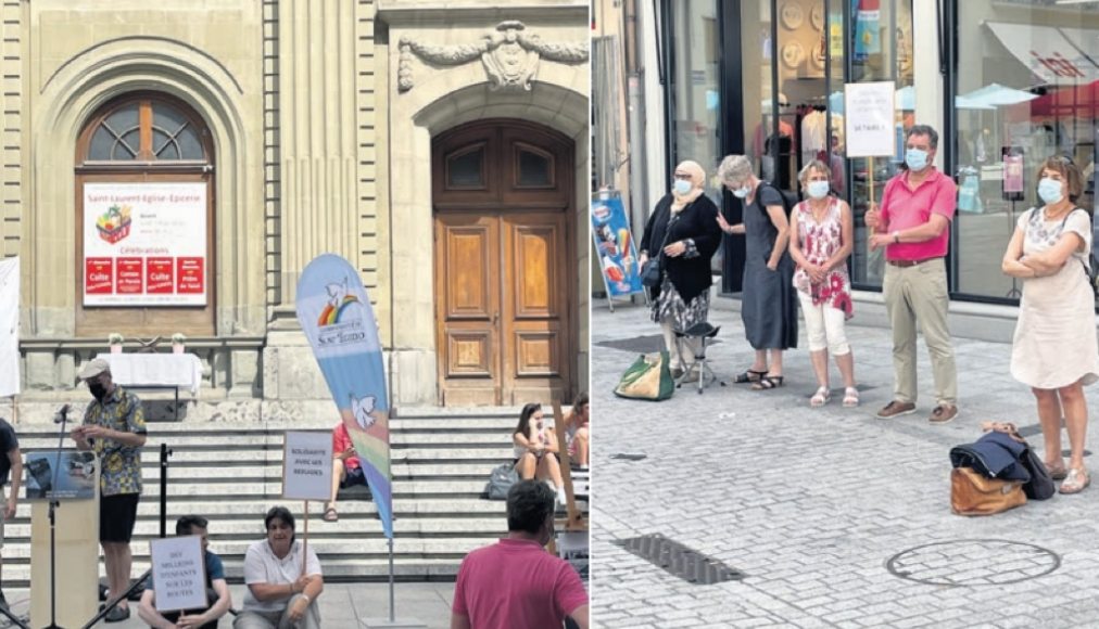 Unis dans la prière. Le 19 juin dernier, à Lausanne, célébration interreligieuse pour les personnes de toutes les religions décédées sur le chemin de l’exil. Unis dans la prière. Le 19 juin dernier, à Lausanne, célébration interreligieuse pour les personnes de toutes les religions décédées sur le chemin de l’exil. / © D. Voinçon